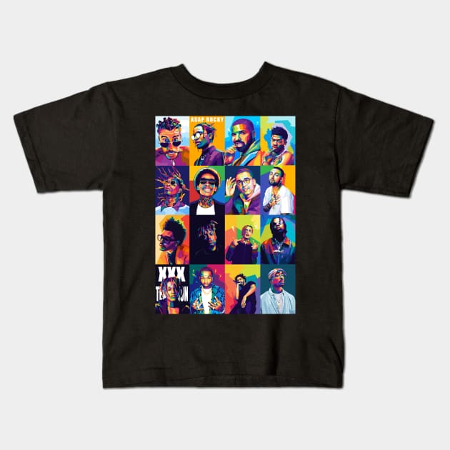 Rappers Collection Wpap Pop Art Kids T-Shirt by SiksisArt